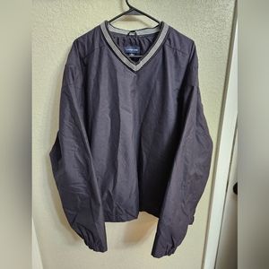 Lands' End Pullover windbreaker golf jacket Men's XL zip pocket mesh lined Navy